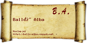 Balló Alba névjegykártya